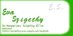 eva szigethy business card